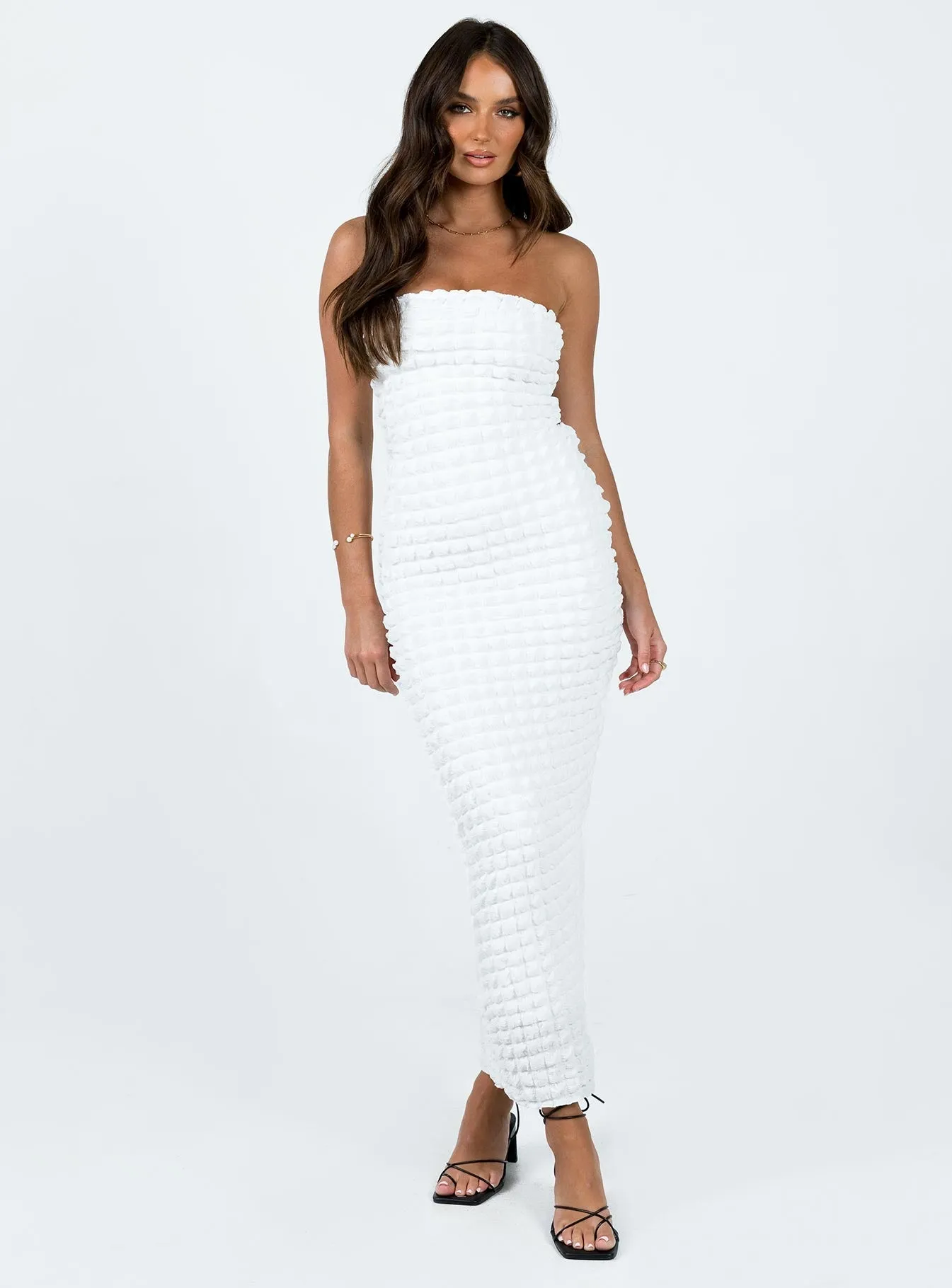 Kendrick Strapless Maxi Dress White Effortless vacation dress Autumn Gold