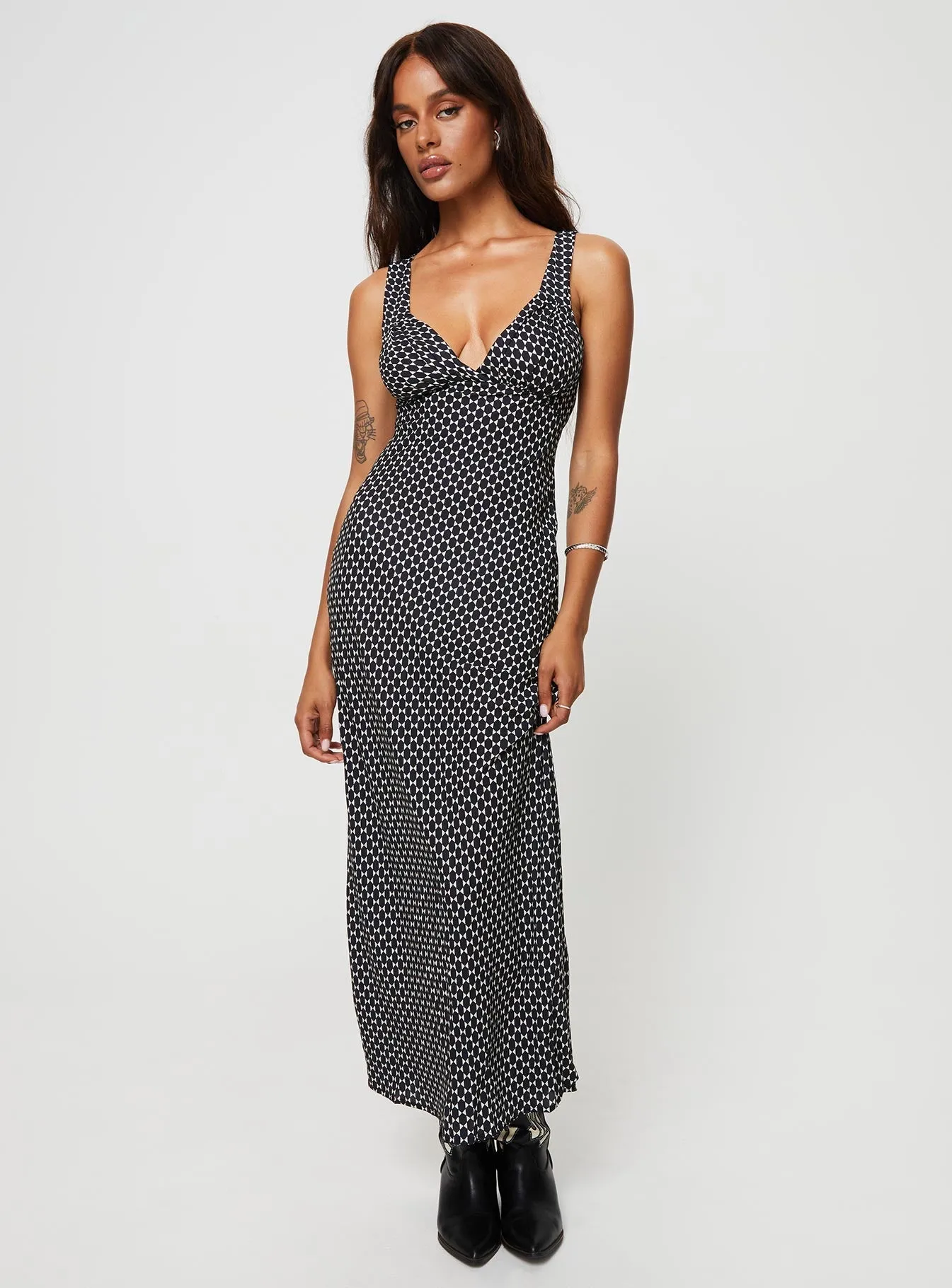 White Pure Maysa Geo Maxi Dress Black