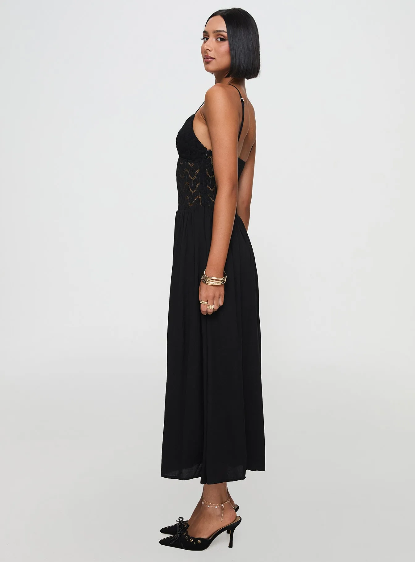 Speak Now Maxi Dress Black Comfortable chic maxi Neon Pop