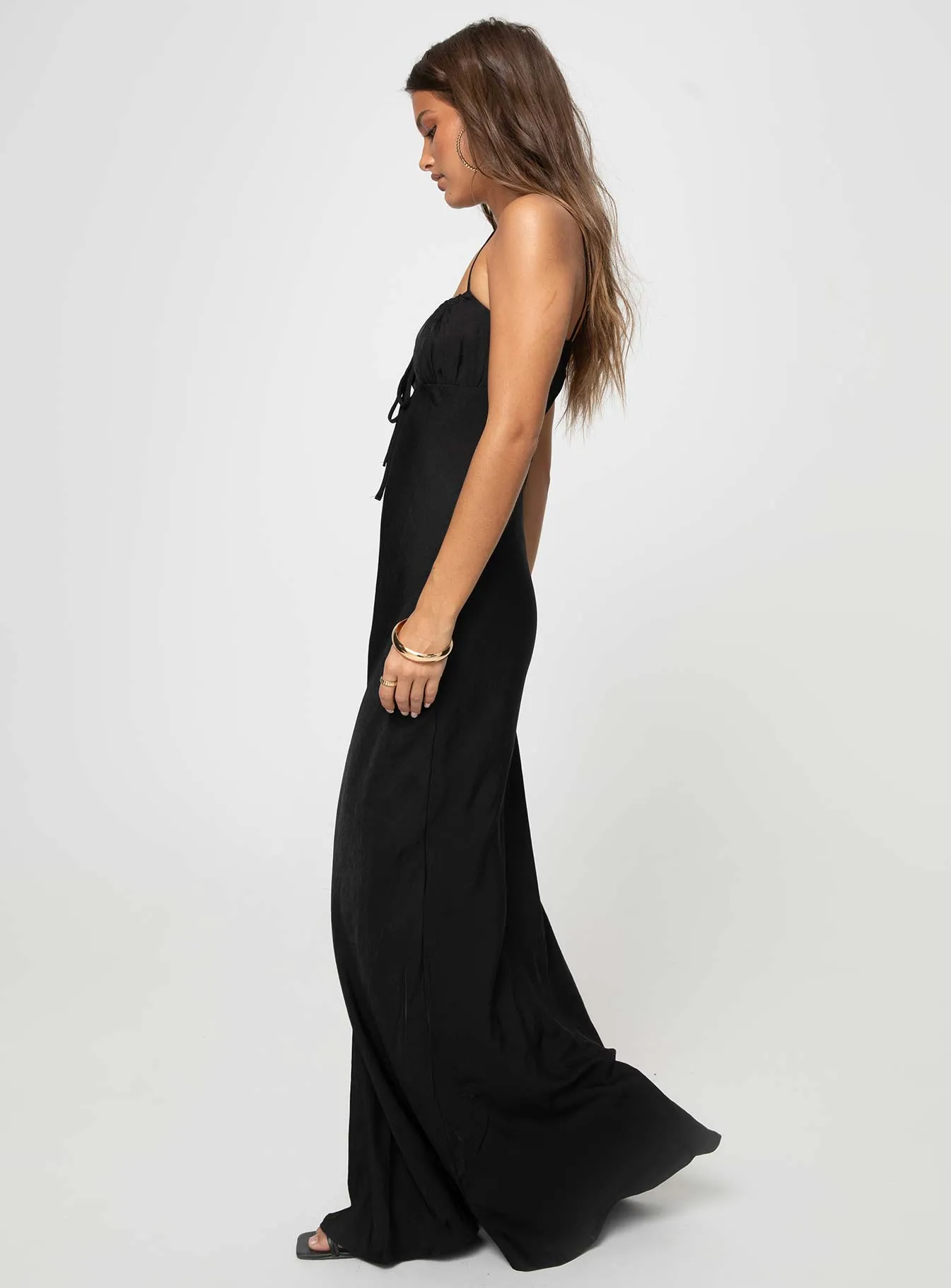 Noda Maxi Dress Black Bead Shine Evening Chic