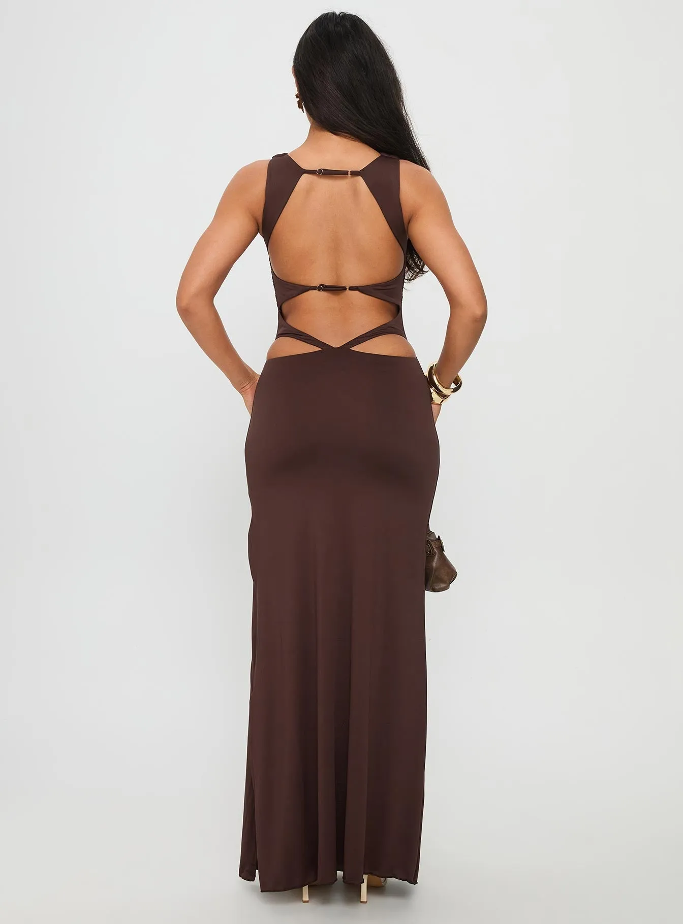 With its relaxed fit this dress is perfect for both casual and formal settings Undeniable Cut Out Maxi Dress Brown