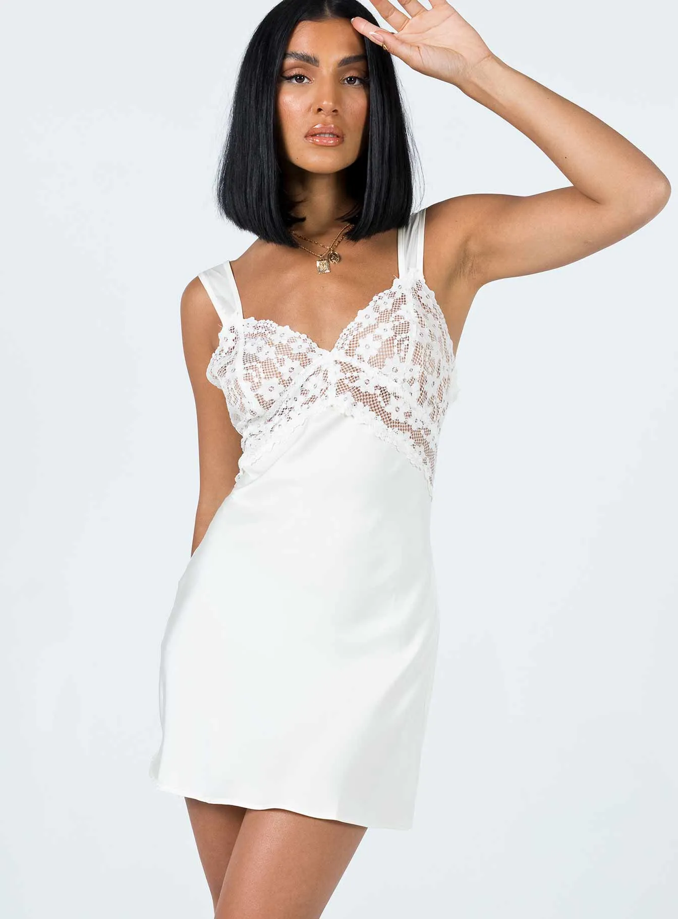 Layered Ruffle Accent Bel Air Mini Dress Ivory