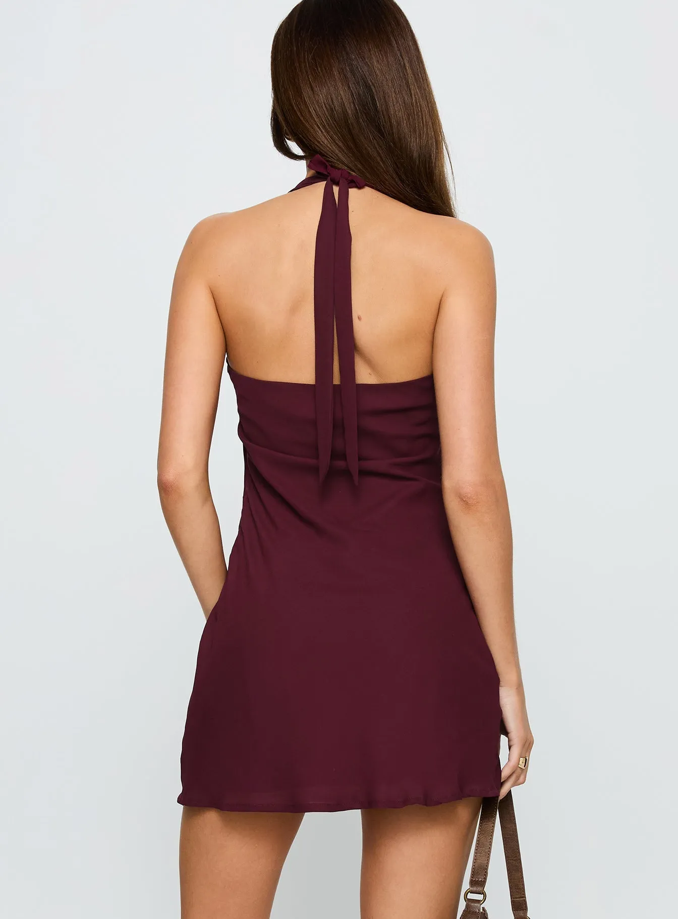 Daytime casual mini Ocean Boulevard Plunge Mini Dress Currant