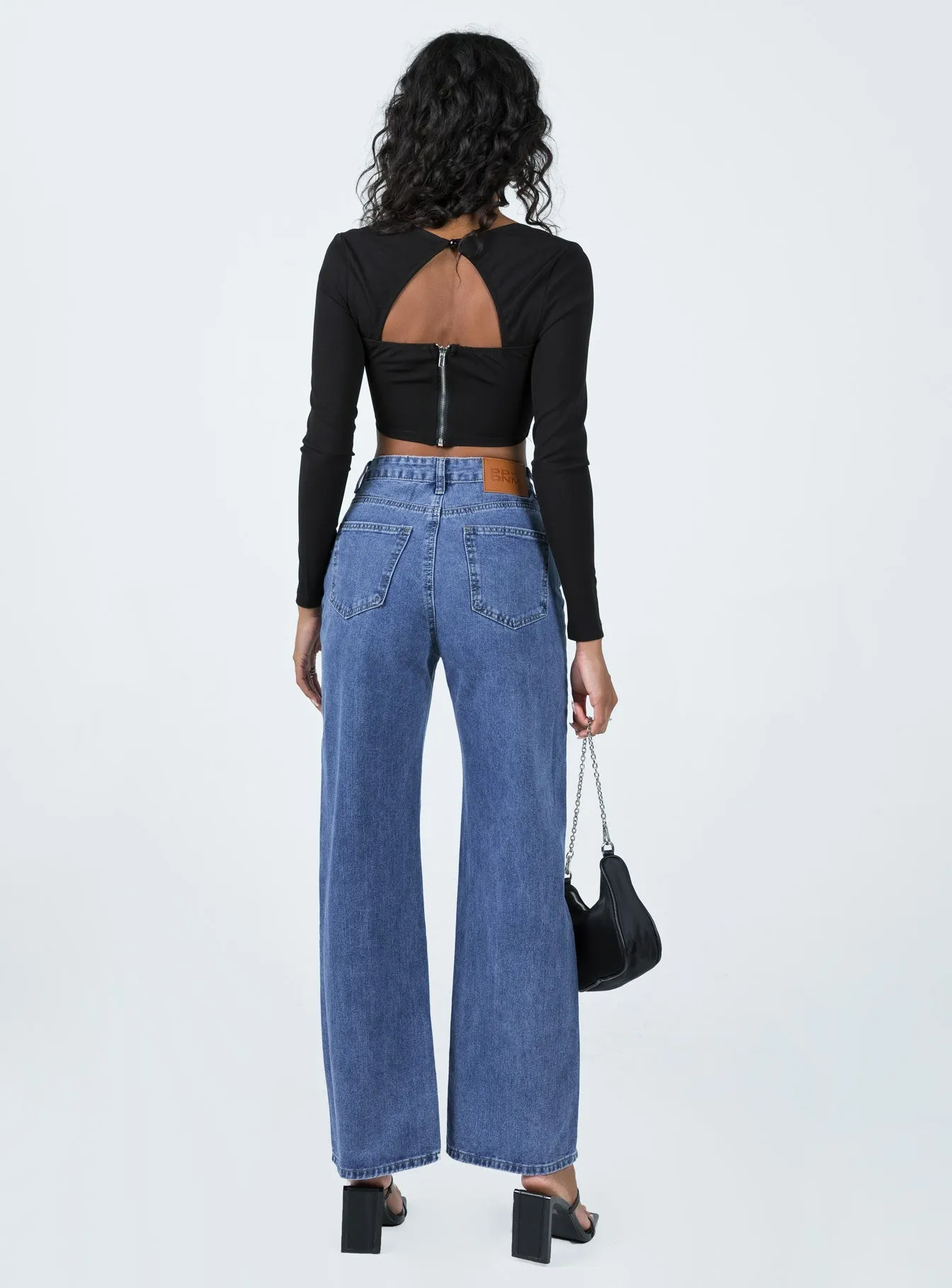 Layered Basics Sevina Wide Leg Denim Jeans Dark Wash