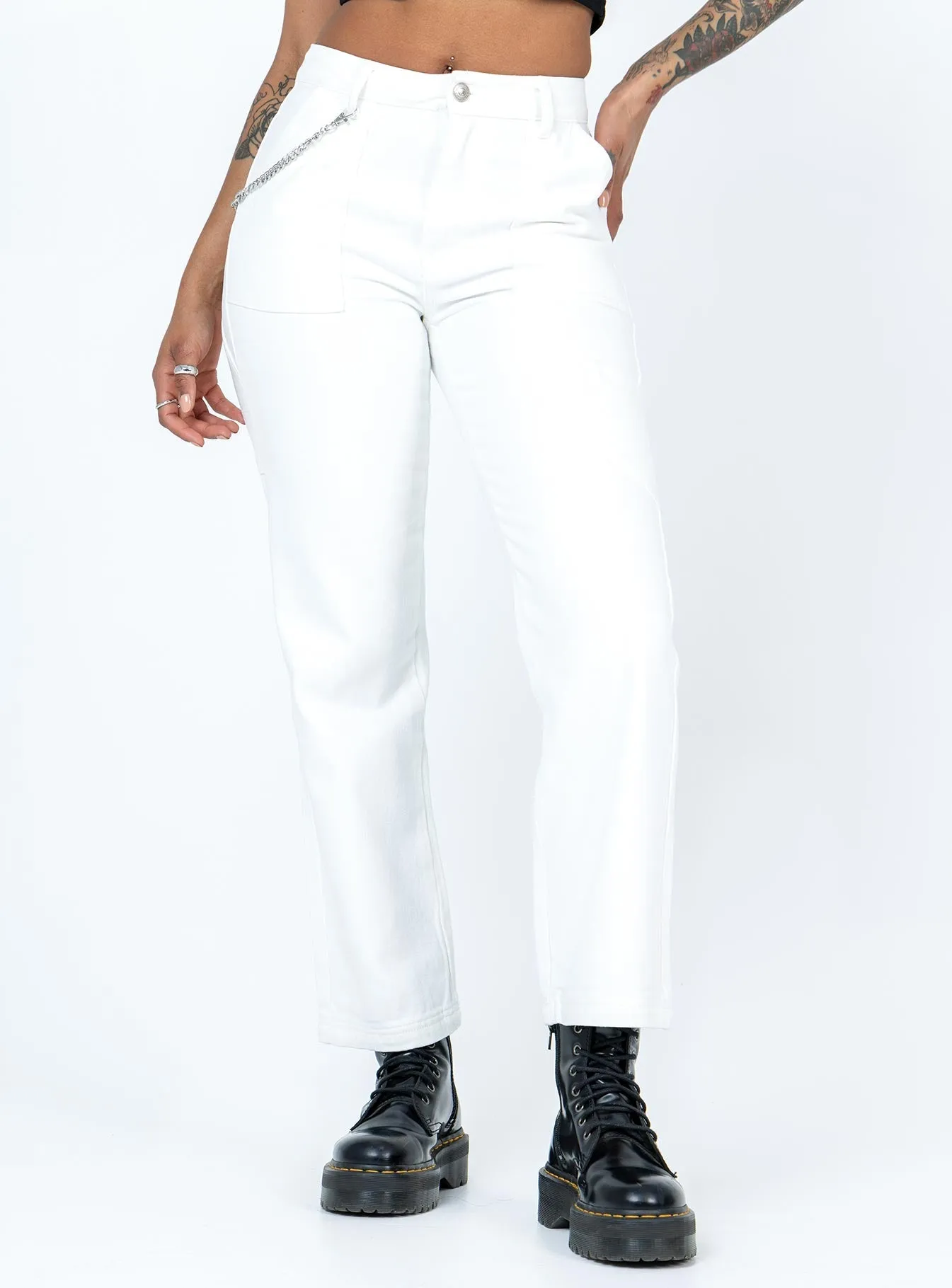 Julia Carpenter Denim Jeans White High Durability Soft Wash Treatment