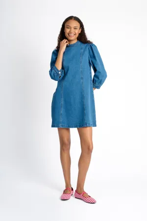 TaglessNeckline The A-line Denim Mini Dress