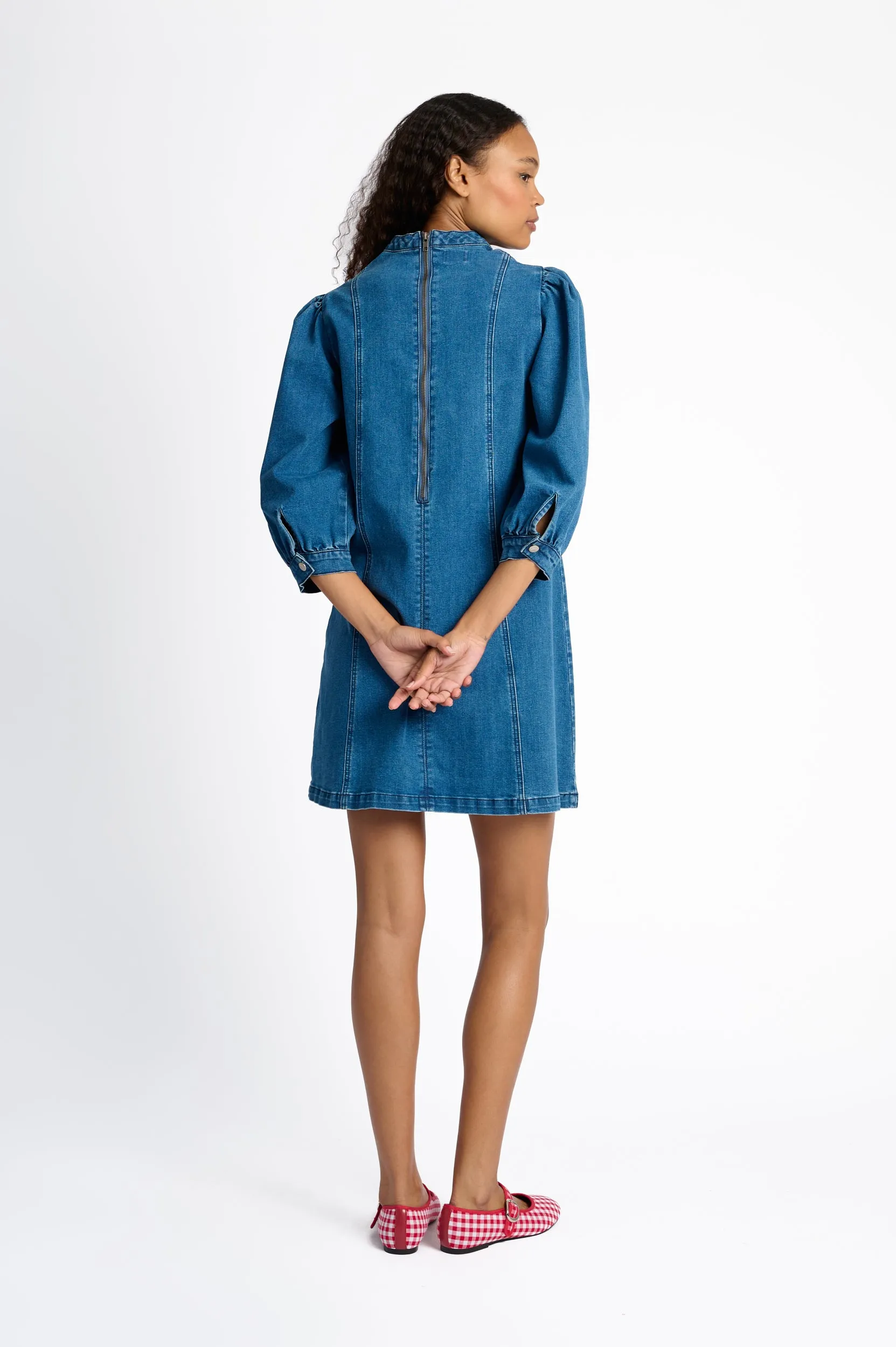 The A-line Denim Mini Dress ConvertibleStyle