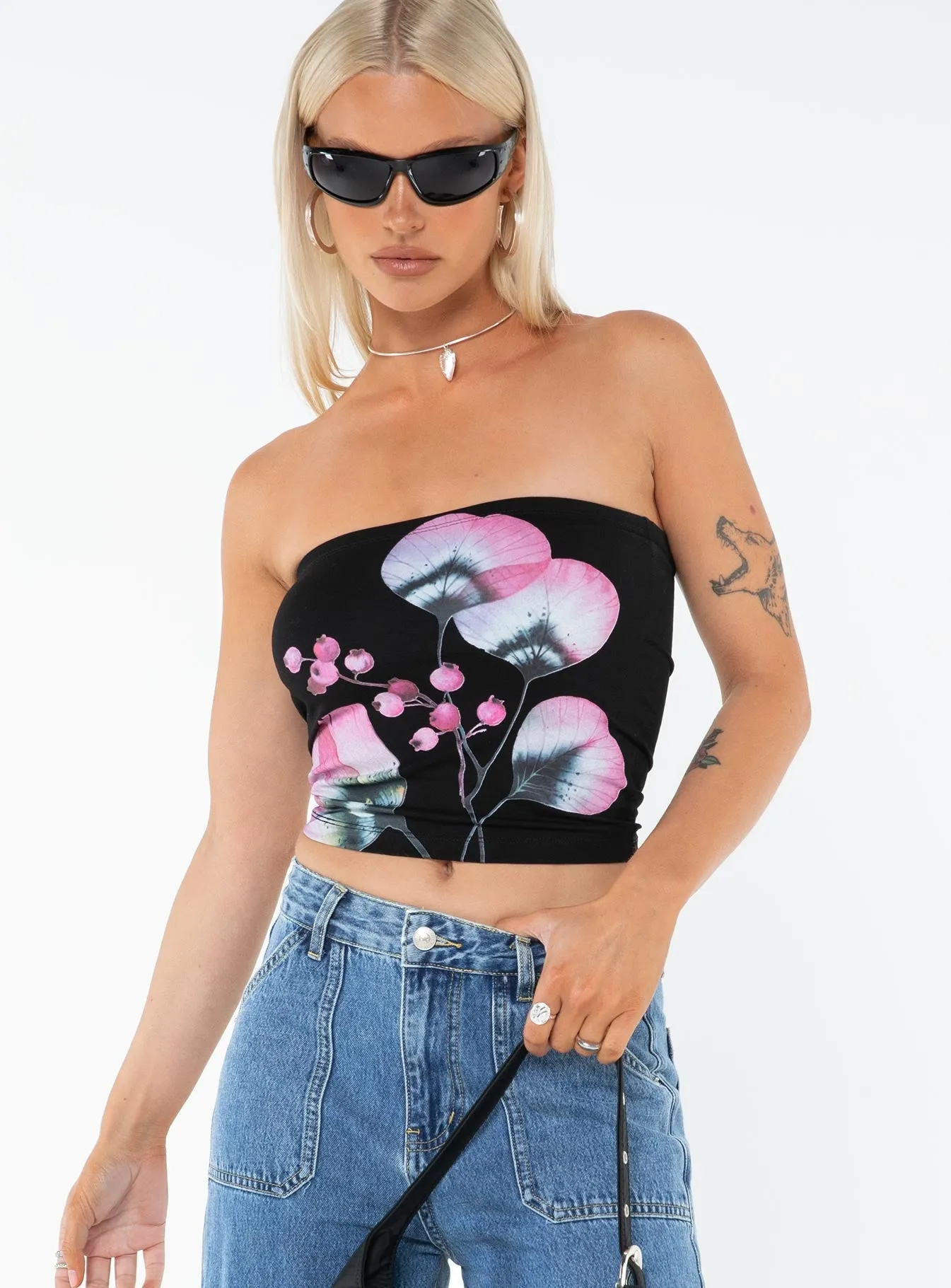 BondedEdges Jasmyne Tube Top Black / Pink