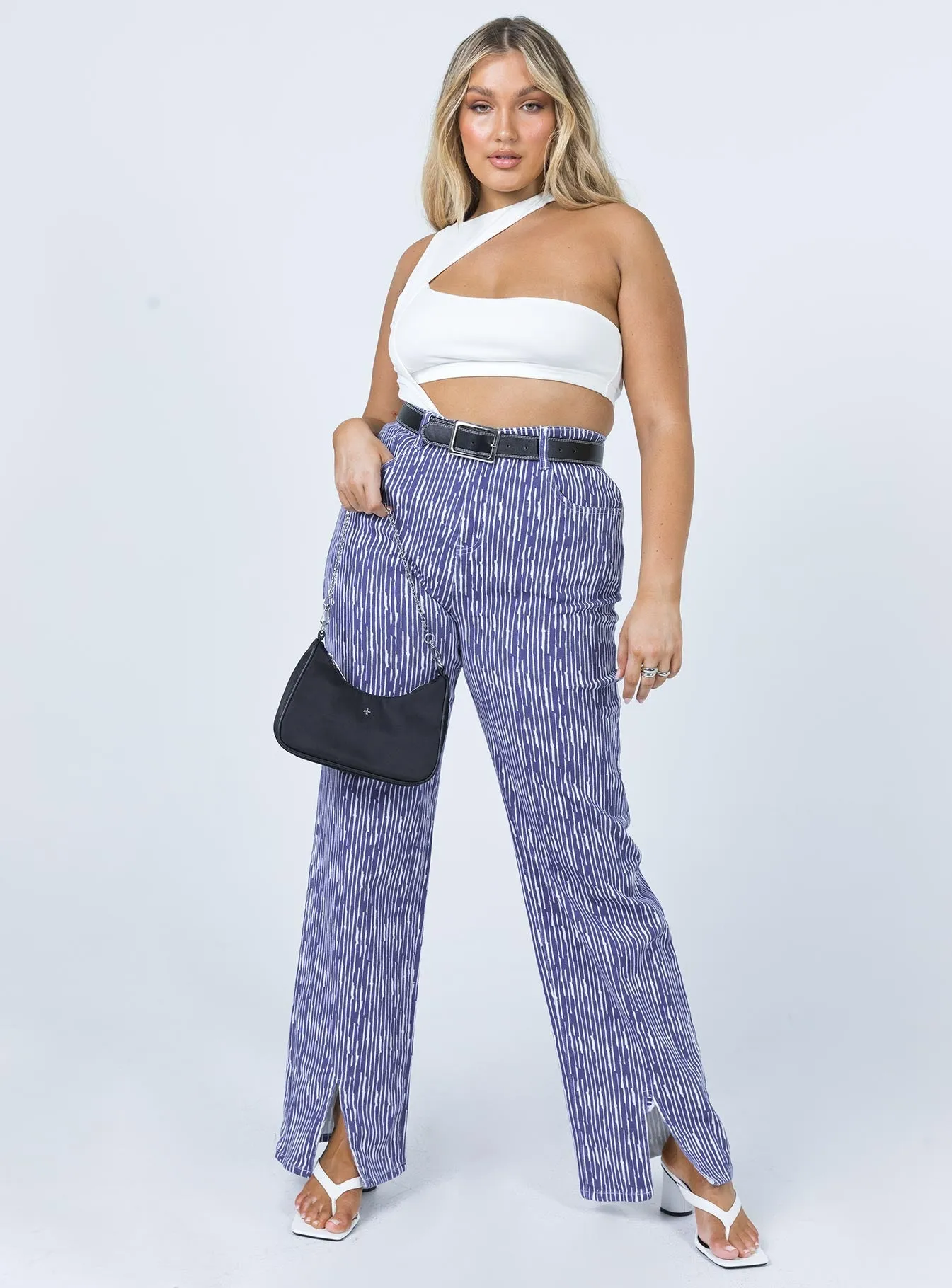 Modern Youth Style Party Look Danica Painted Stripe Denim Jeans