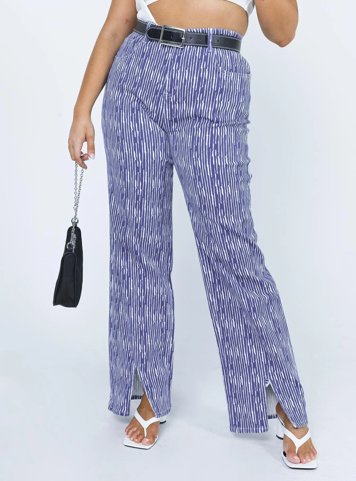 Street Style Simple Match Danica Painted Stripe Denim Jeans