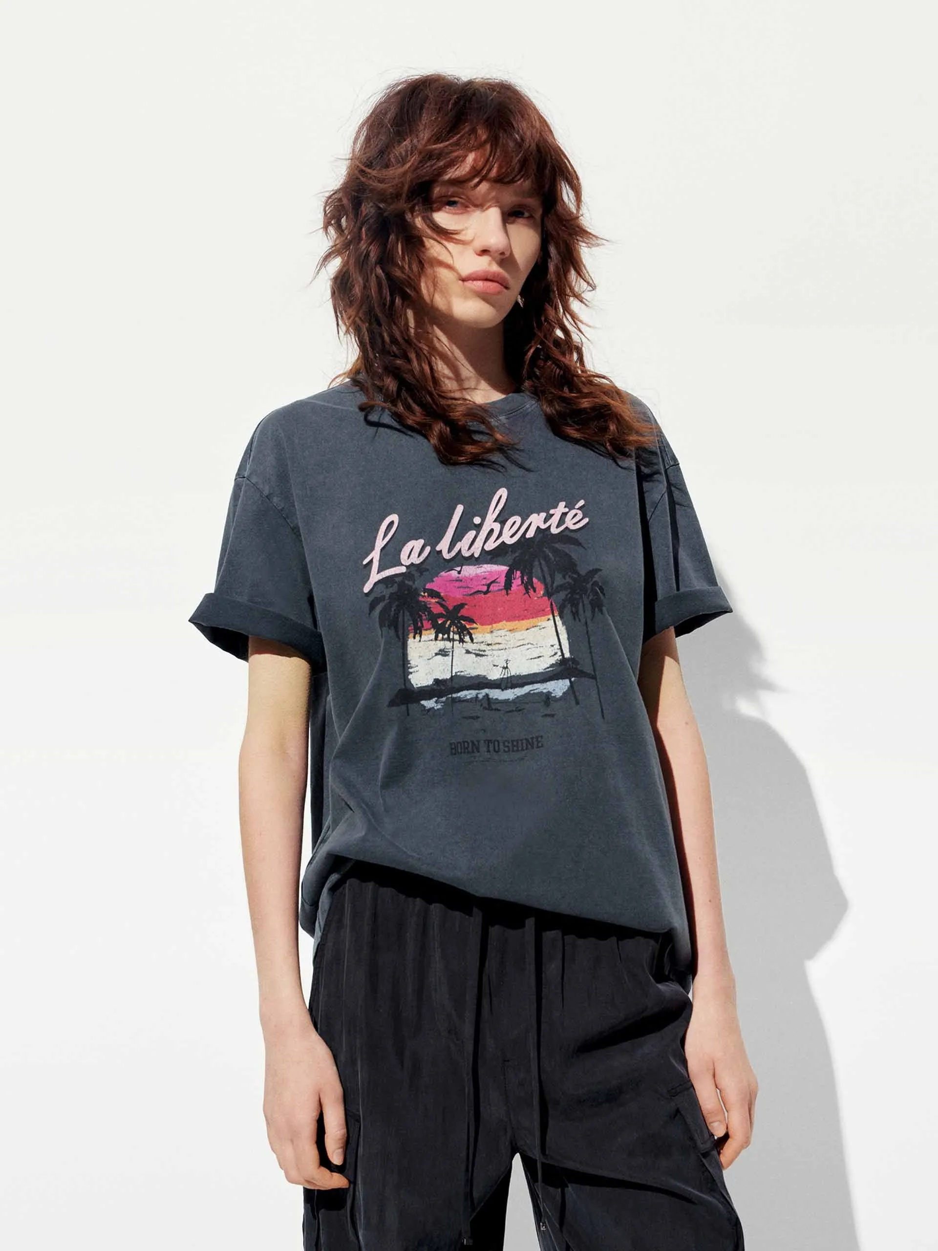 Versatile Fashion Perfect Comfort Wear Cotton Beach Pattern T-shirt