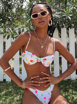 Stacked Cushioning Reinforced Seams Maria Eco Nylon Bikini Top White Floral
