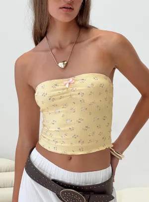 ButtonlessClosure Stretch Fit Top Sonari Tube Top Yellow / Floral