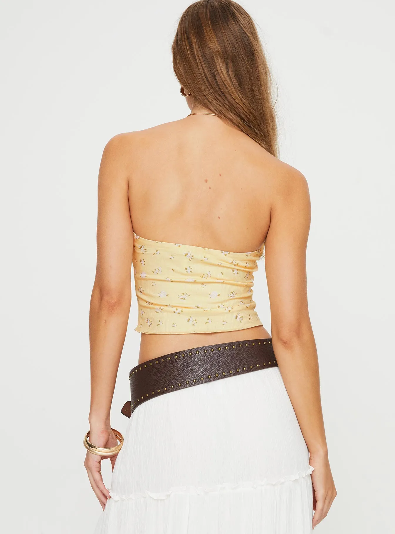 AntiOdorTreatment Two Tone Weave Sonari Tube Top Yellow / Floral