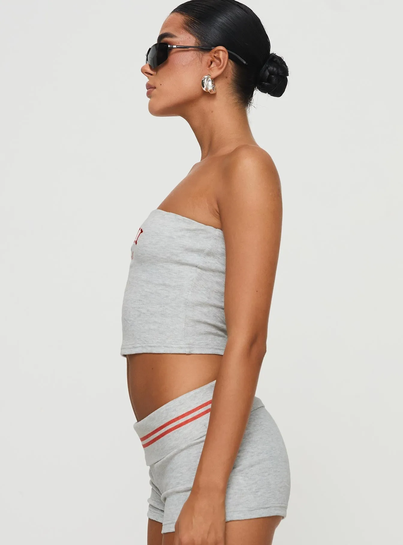 In Miami Strapless Top Grey Lightweight pullover