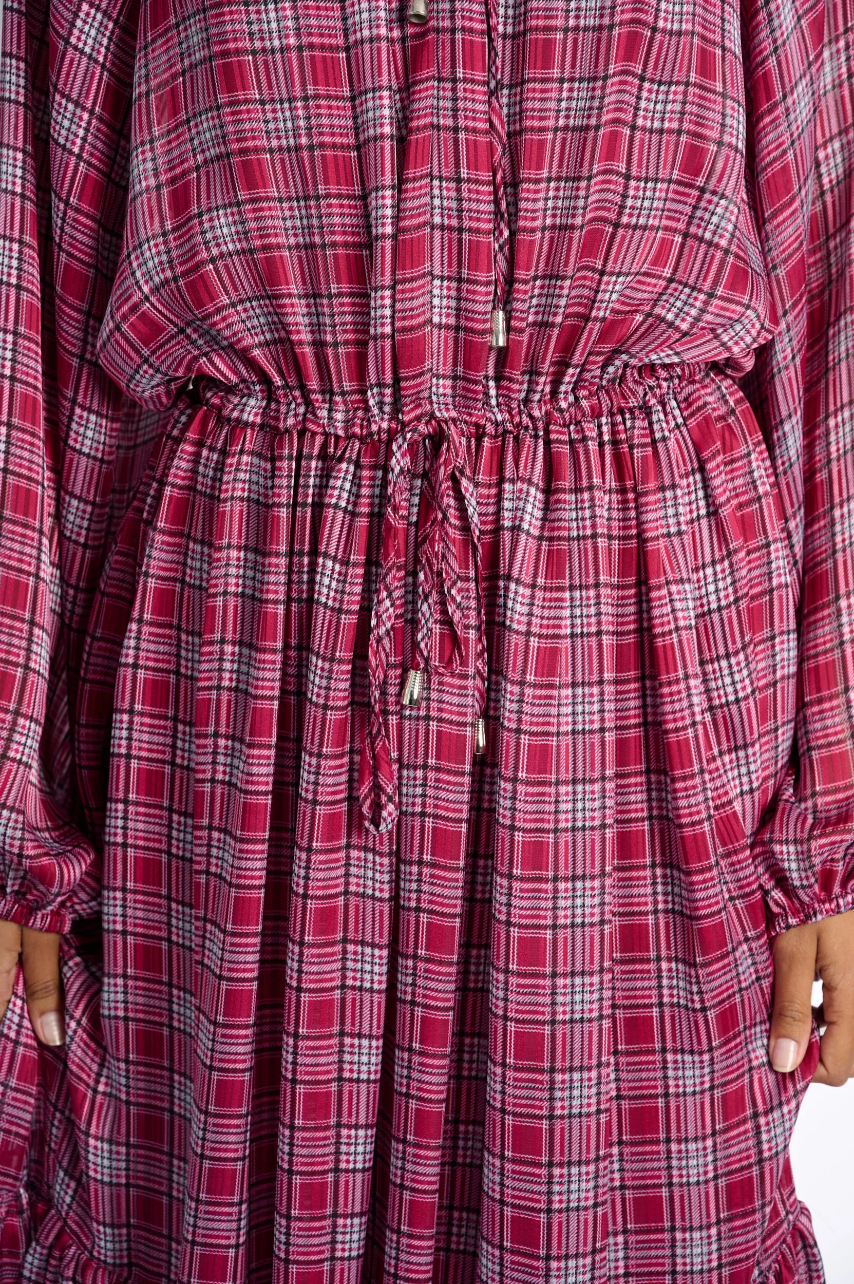 Maxi Peasant Dress in Check Fable Core
