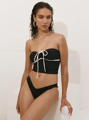 Reinforced Side Panels Melaine High Cut Bikini Bottoms Black