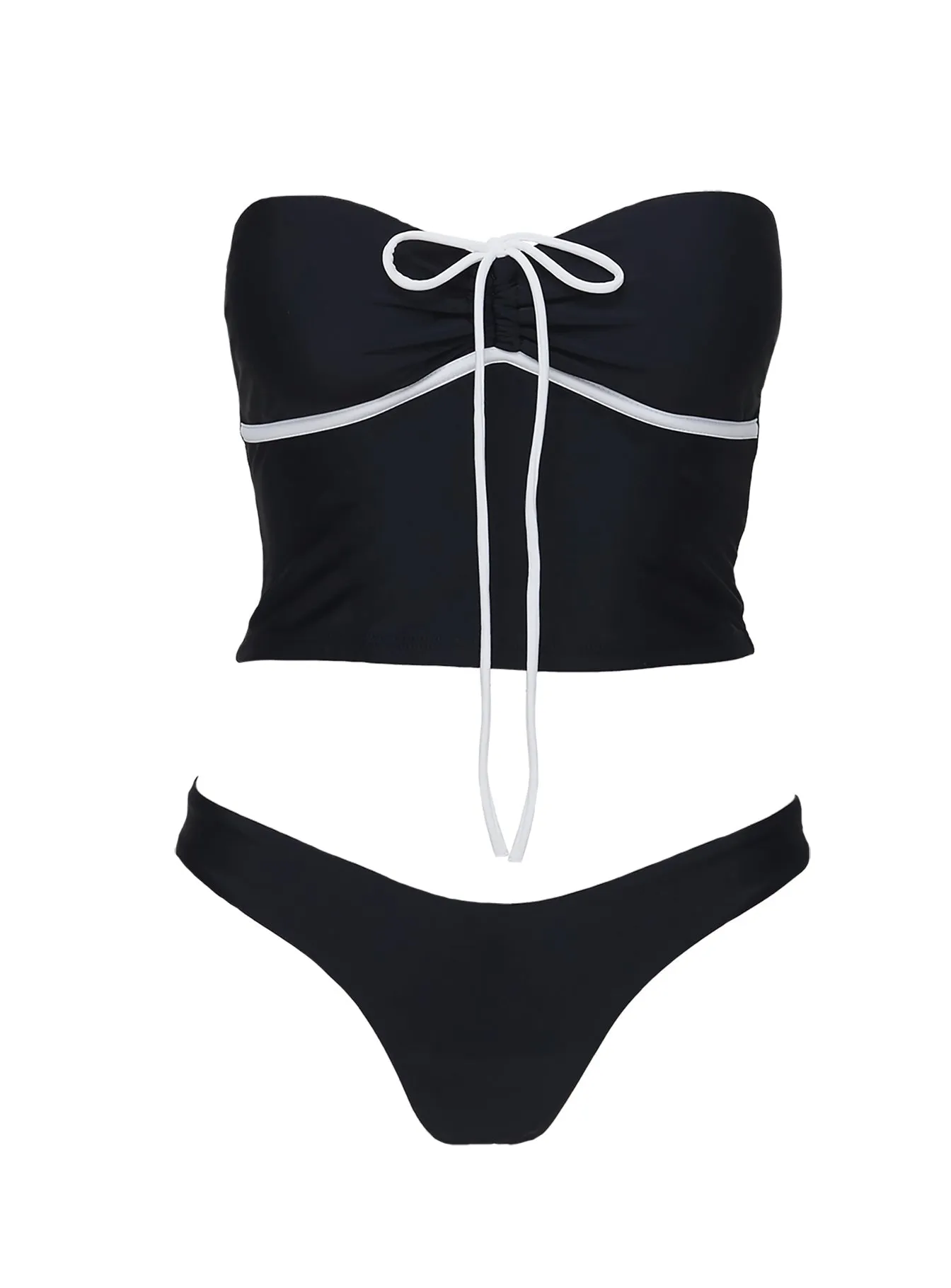 Quick Pull Adjustment Melaine High Cut Bikini Bottoms Black