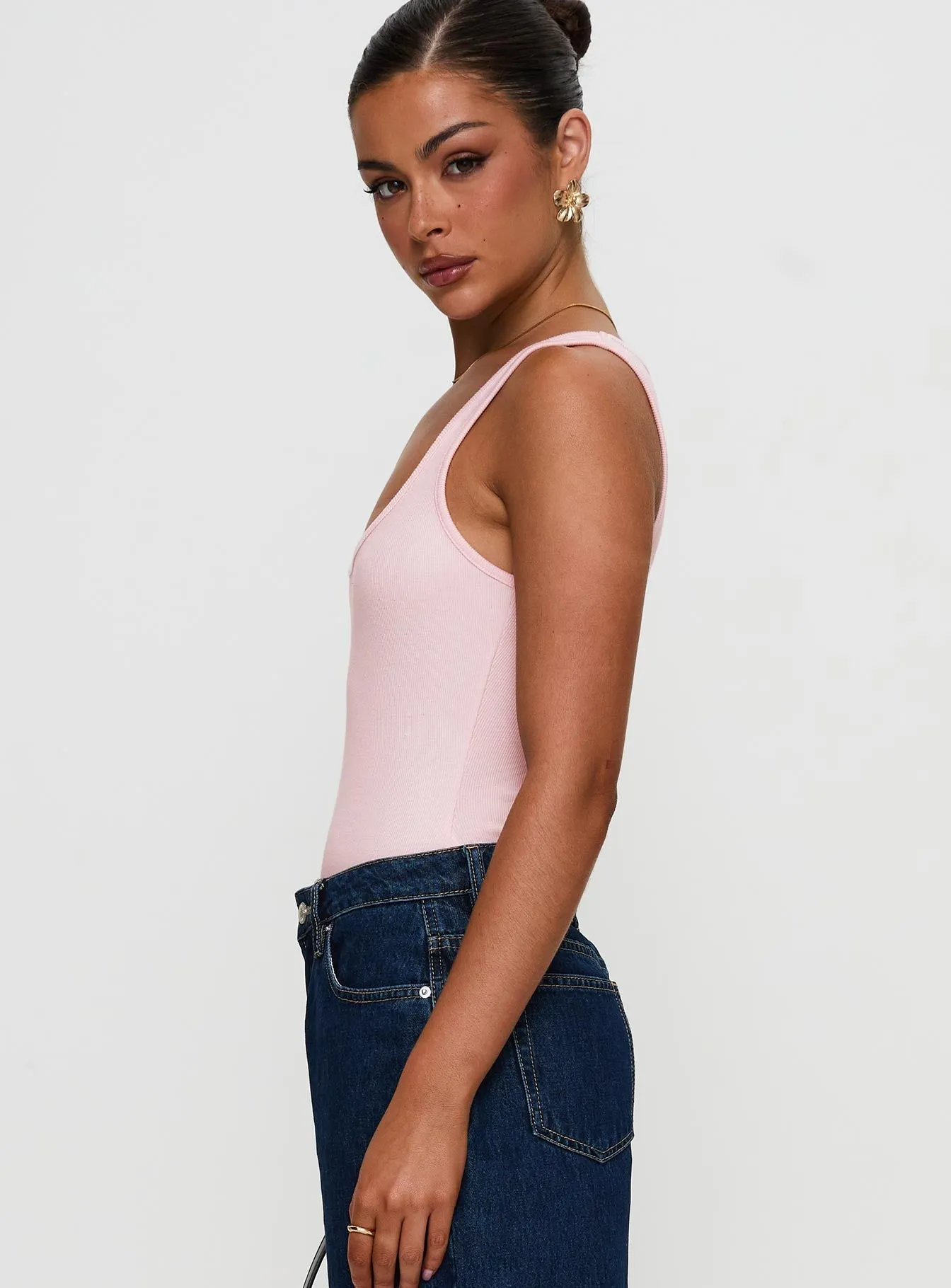 Baseline Rib Bodysuit Pink Stylish Vivid Dynamic Stylish