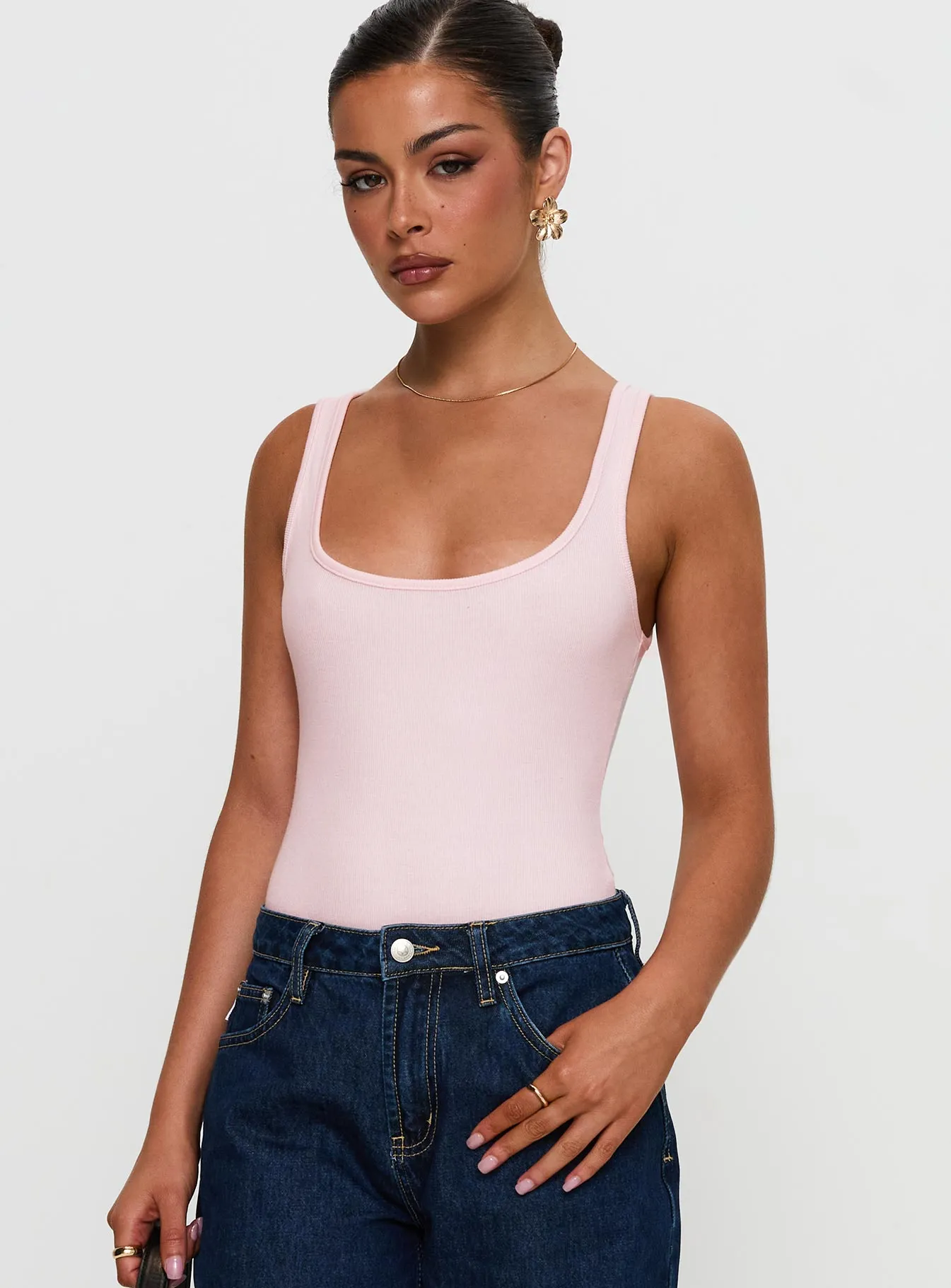 Baseline Rib Bodysuit Pink Minimal Loose