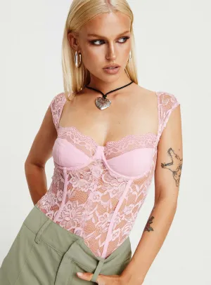 Club Versatile Cadrot Lace Bodysuit Pink