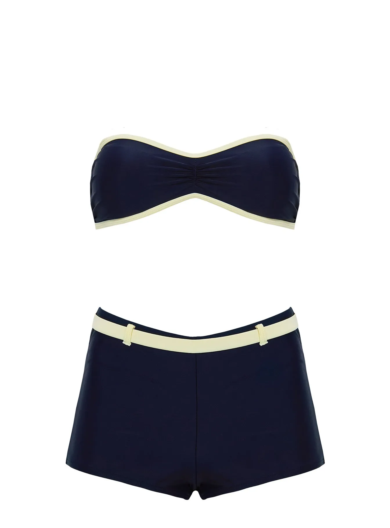 Seamless Edge Binding Heida Bandeau Bikini Top Navy / Yellow