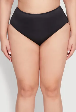 Adjustable Ties Design Butter Soft Stretch Moldable Wire Support Plus Size Solid High Waisted Bikini Bottoms