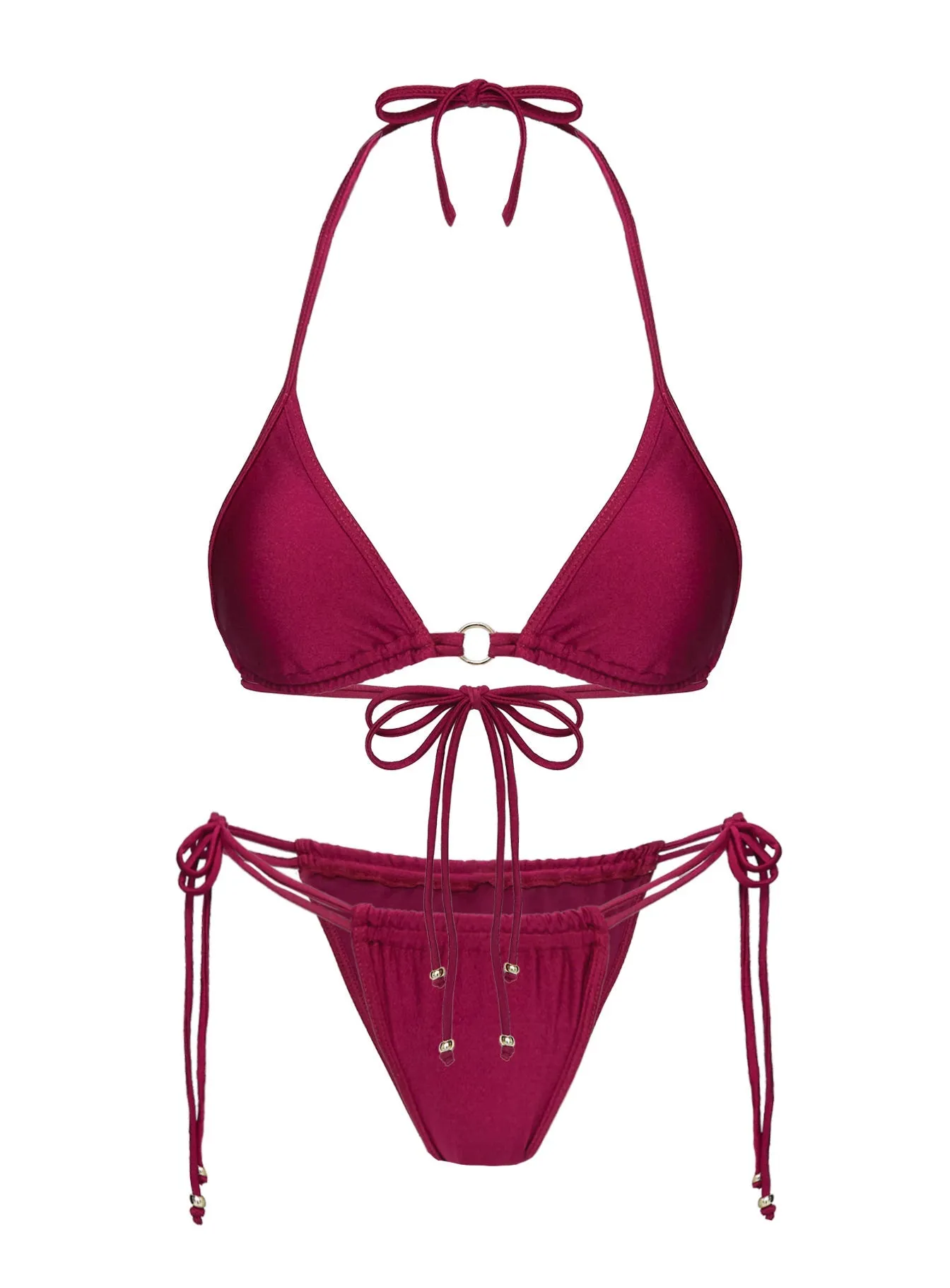 Nayeli Triangle Bikini Top Burgundy Mold Resistant Textile