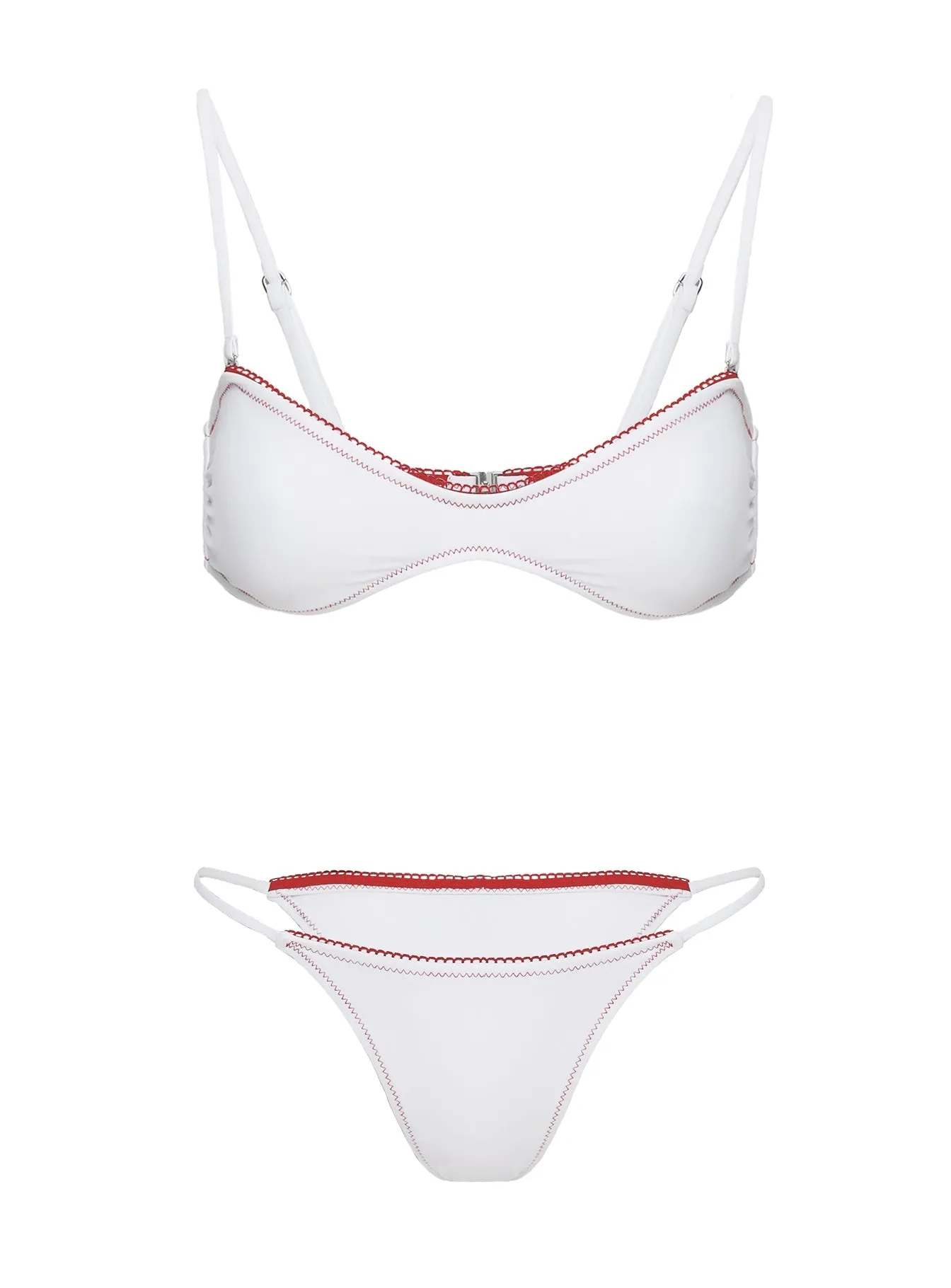 Adjustable Ties Design Rapid Dry Technology Othella String Bikini Bottoms White / Red