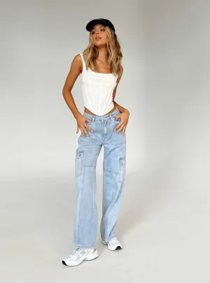 Light Washed City Walk Autumn Days Lightweight Vincent Cargo Jean Denim