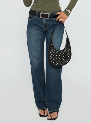Home Comfort Bold Look Sunny Vibes Date Night Sustainable Vesperis Mid Rise Slim Leg Jeans Dark Blue Wash
