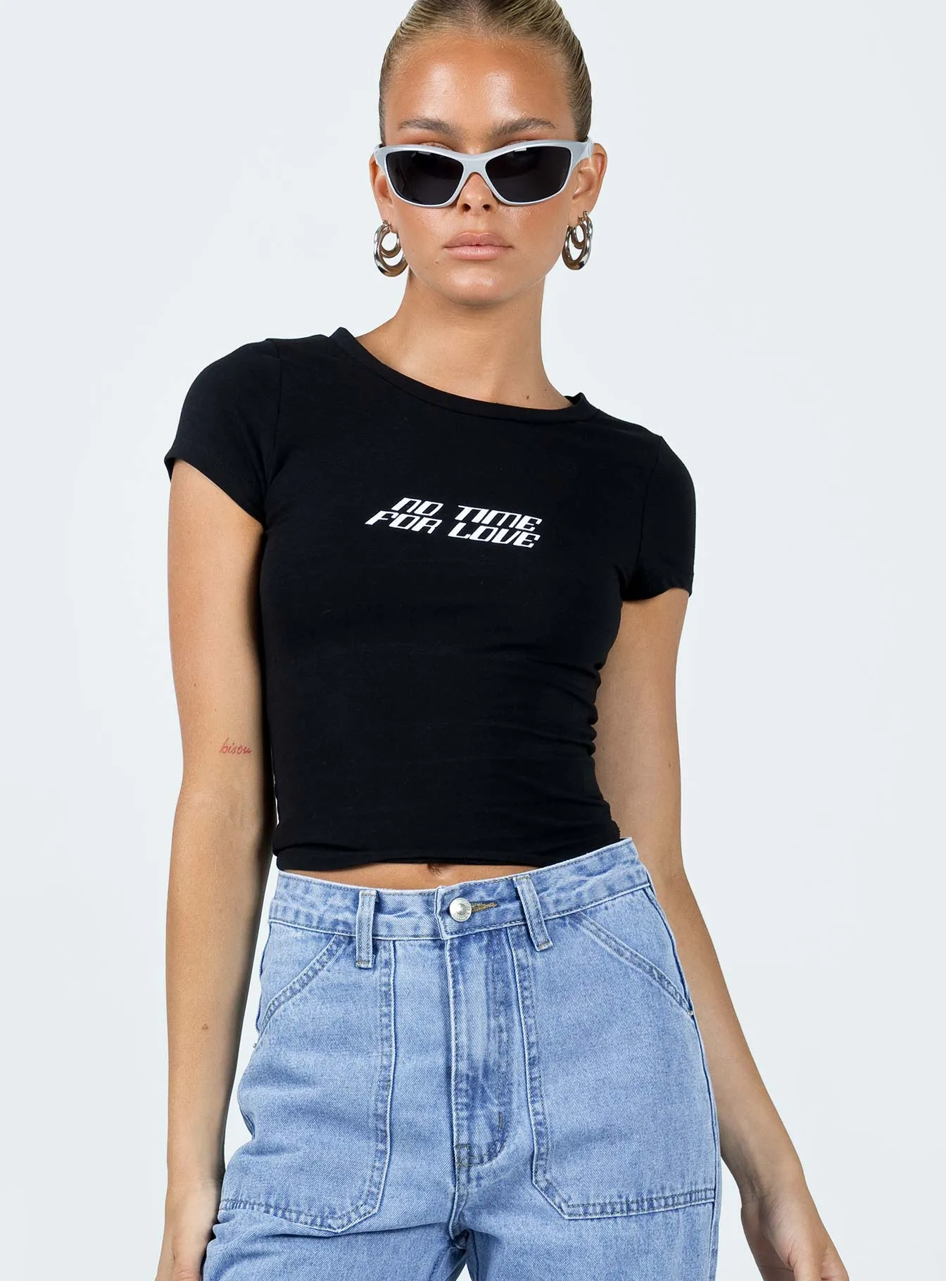 No Time For Love Tee Black Modern Outfit