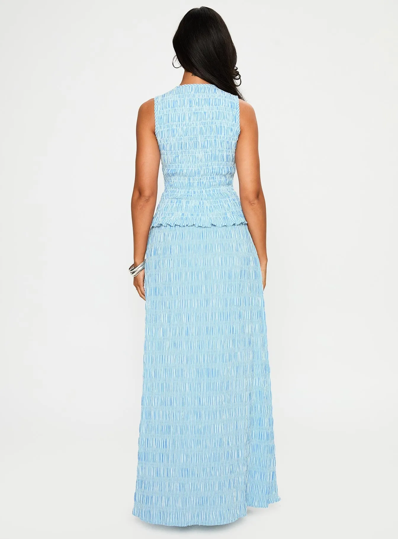 Songbird Shirred Maxi Dress Blue Sunset Glow