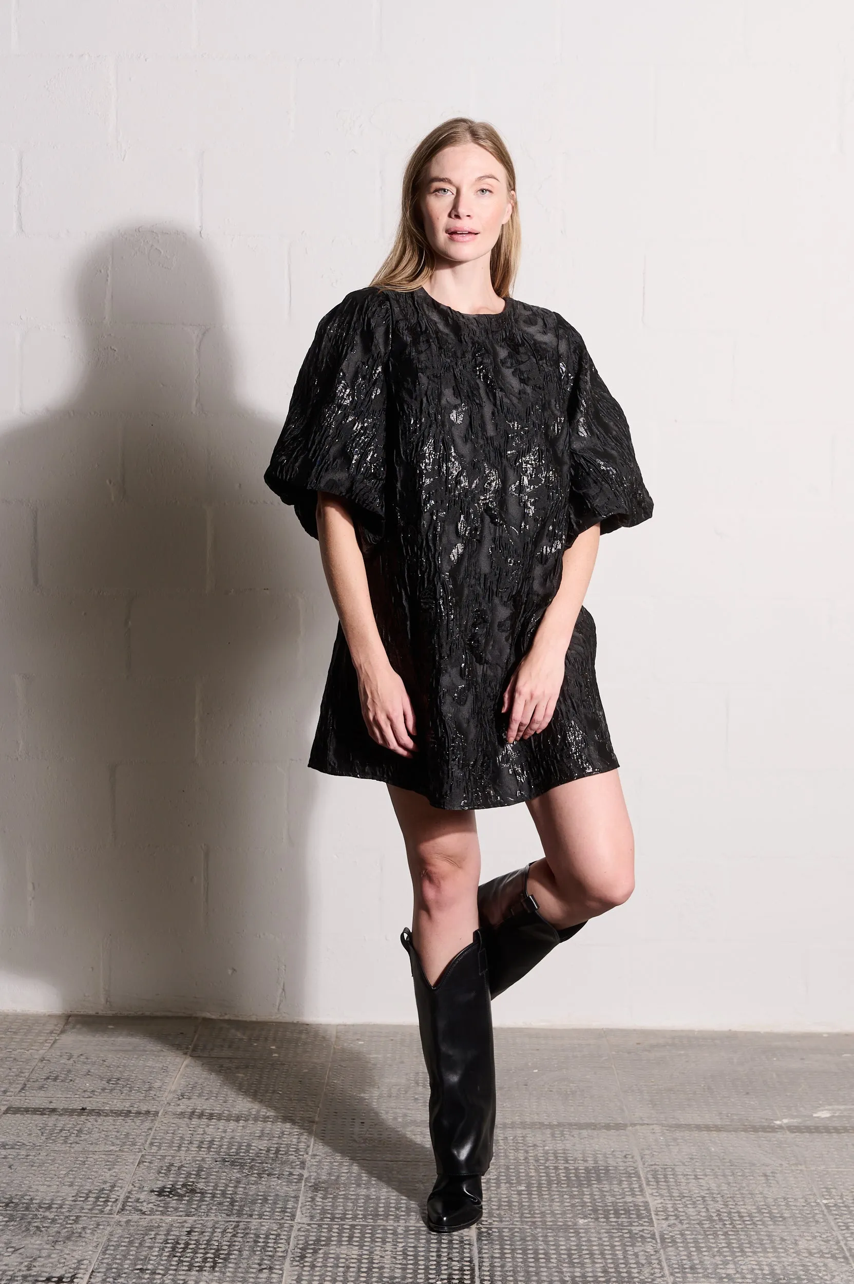 PreShrunk Cotton Denim Cool The XO Mini Dress in Black
