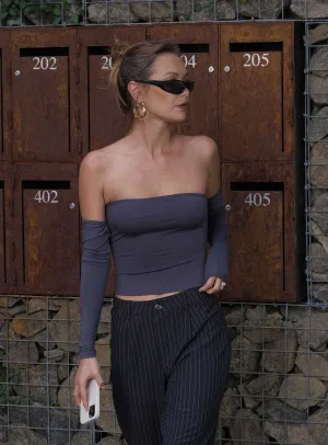 Moran Two Piece Bolero Top Slate High Stretch Fabric