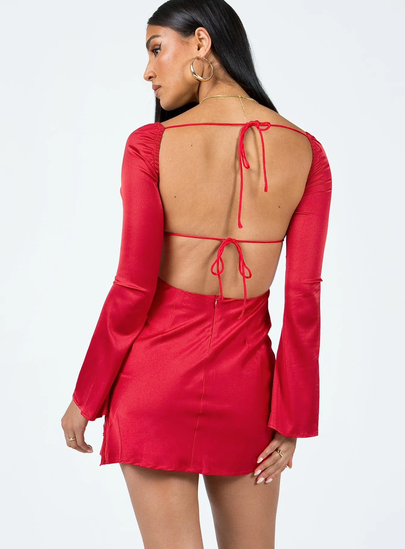 Beresford Long Sleeve Mini Dress Red Lightweight and airy mini Comfortable summer night dress