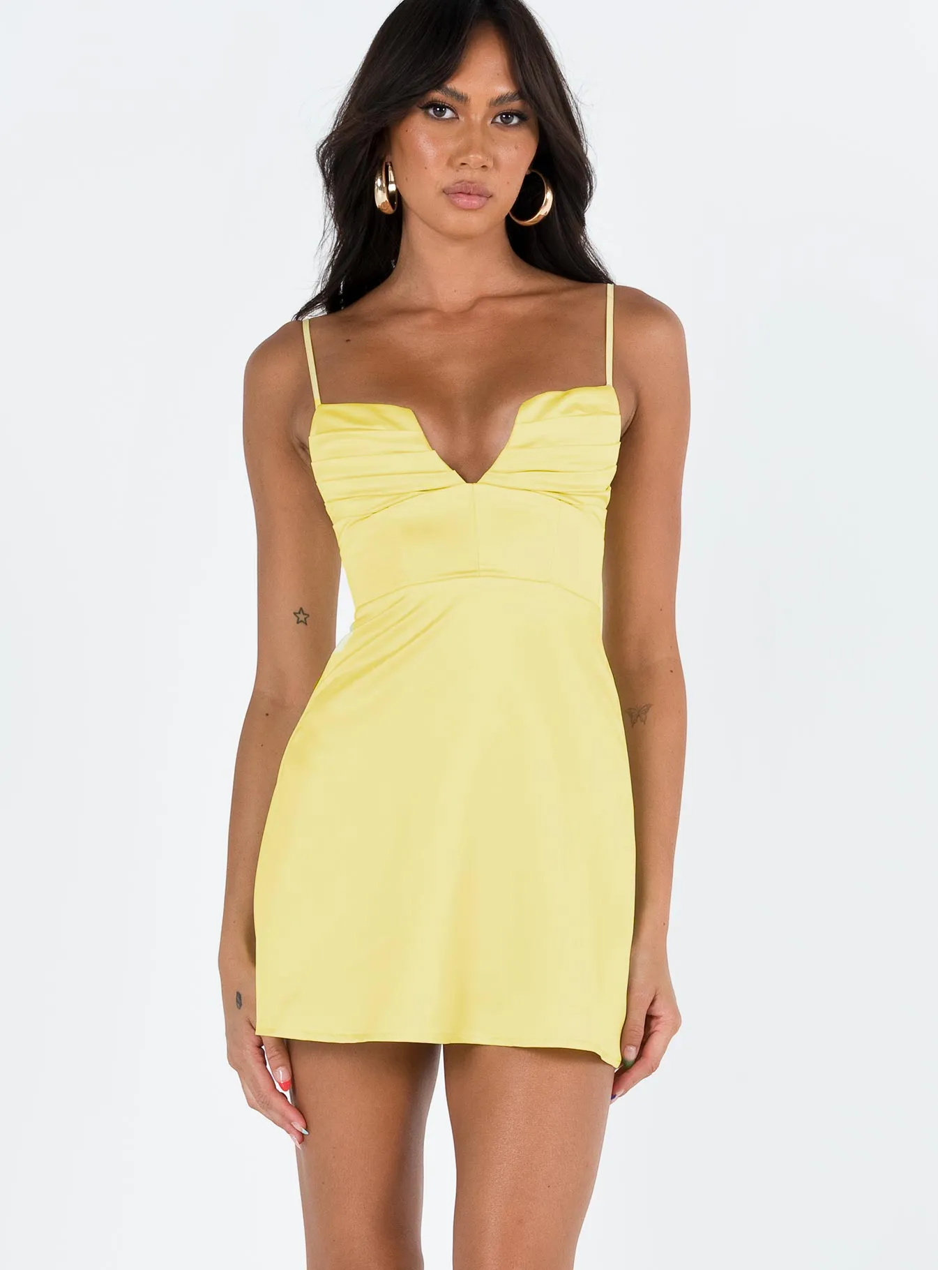 Della Mini Dress Butter Yellow Fun floral mini Glow Cool