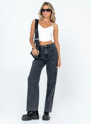 Arlington High Rise Straight Leg Denim Jeans Black Neutral Casual Standard Piece