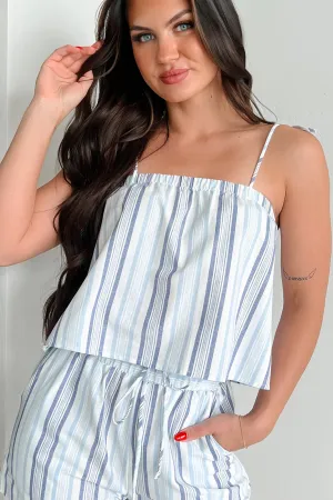 Desert - suitable Harboring Feelings Striped Tank Top (Light Blue)