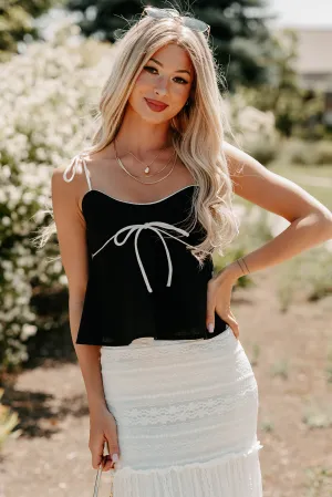 The Air I Breathe Linen Shoulder Tie Tank Top (Black) Anti Pilling Surface