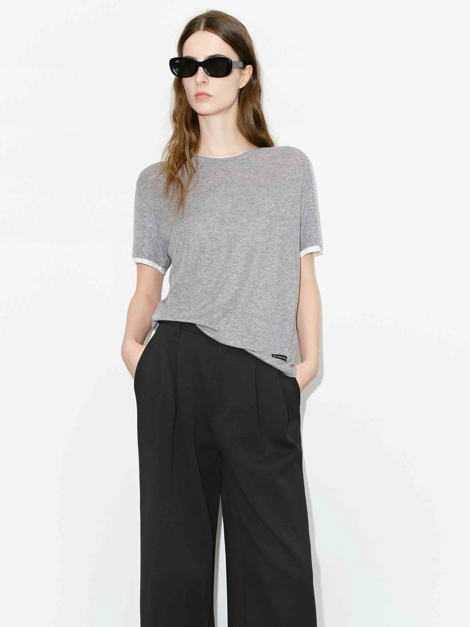 Smart Design Contrast Trim Regular T-shirt