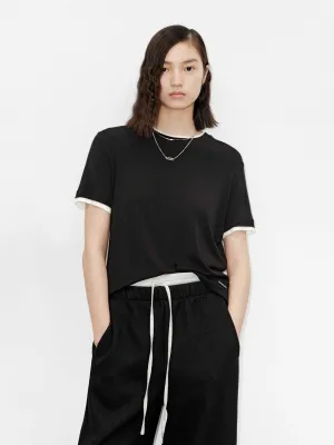 Contrast Trim Regular T-shirt Sporty Design ReinforcedShoulderPanels