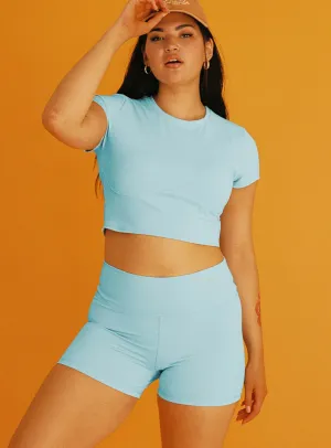 Casual Comfort Layer Daily Style Trend Playoffs Crop Top Blue