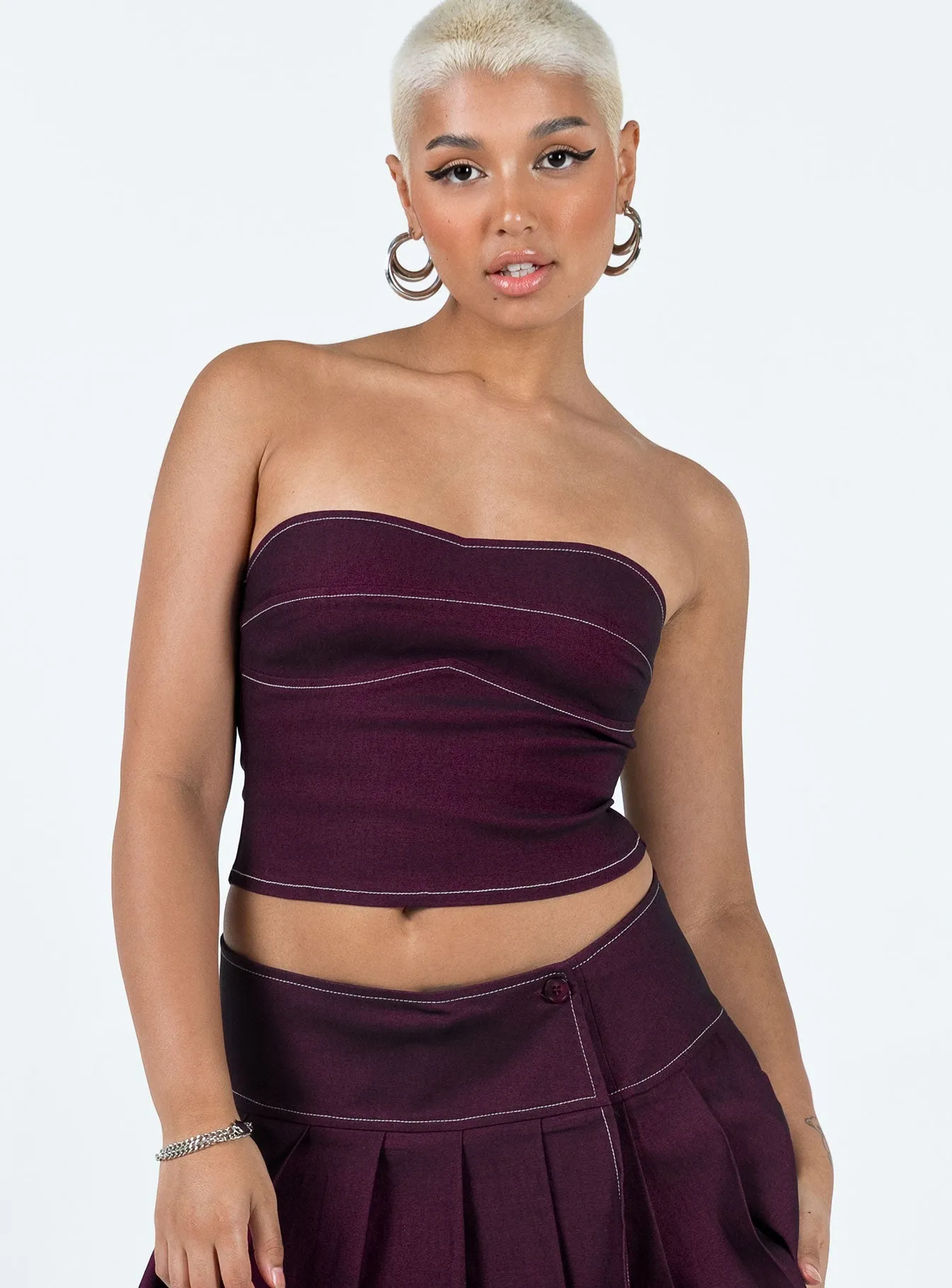 Motel Nelly Top Burgundy EcoFriendlyTexture