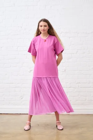 Raspberry Mesh Combo Tshirt Dress AntiStatic Lining