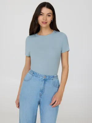 Daily Style Power Vibe Ribbed Crew Neck T-Shirt