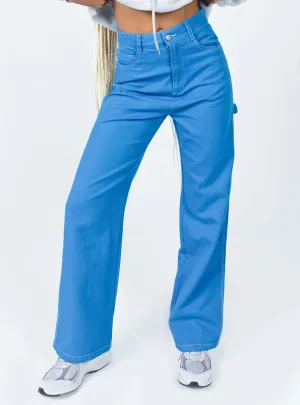 Leisure Straight Leg Jeans Blue Trendy Sunny Vibes Lightweight Feel