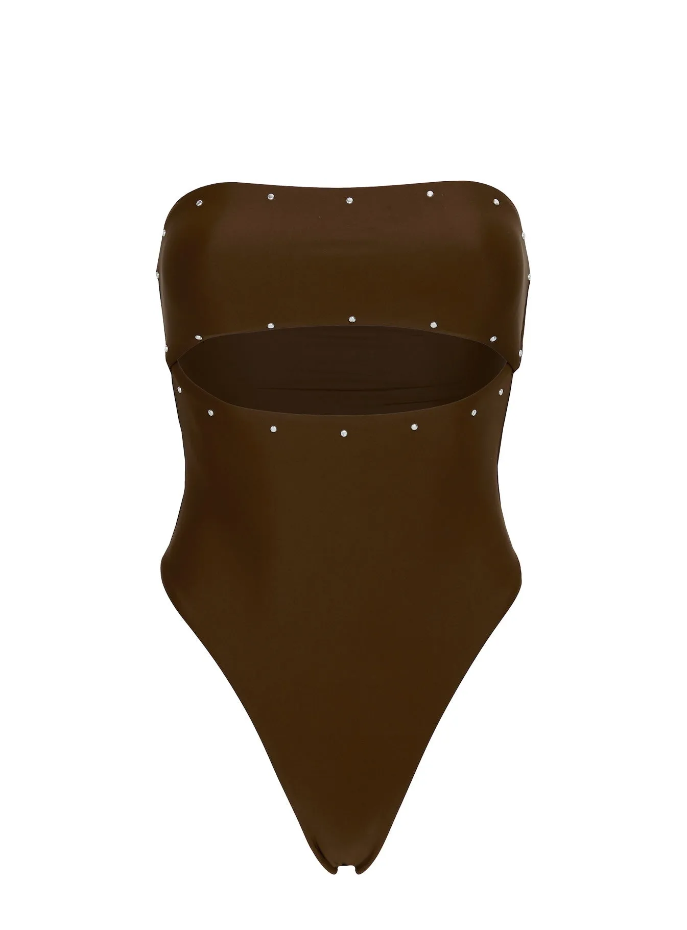 Imika Keyhole Stud One Piece Bikini Brown Soft Lining