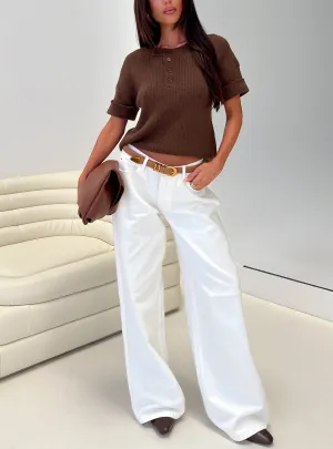 Base Outfit Ramos Low Rise Wide Leg Jeans White
