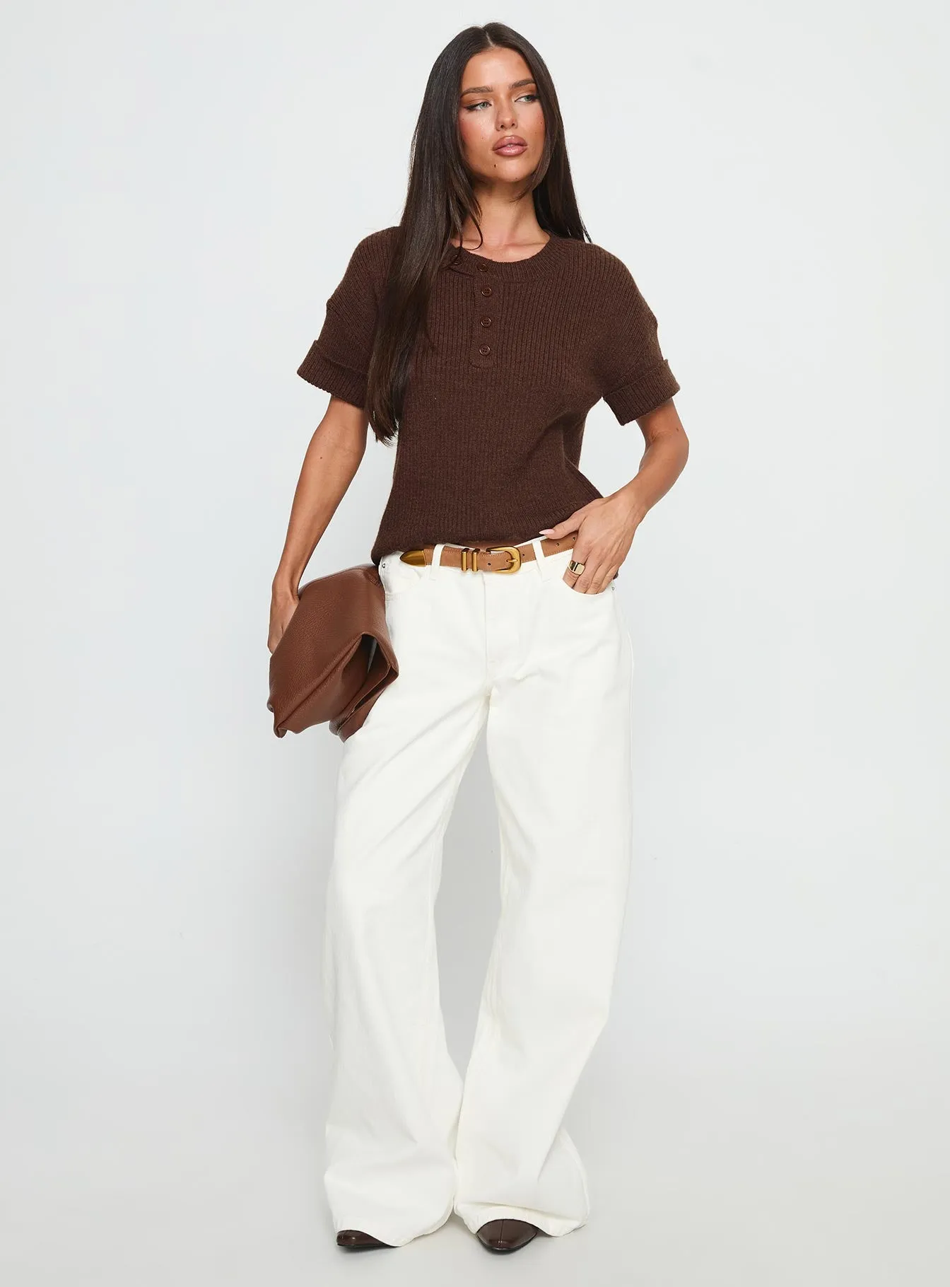 Morning Stroll Music Event Office Wear Ramos Low Rise Wide Leg Jeans White